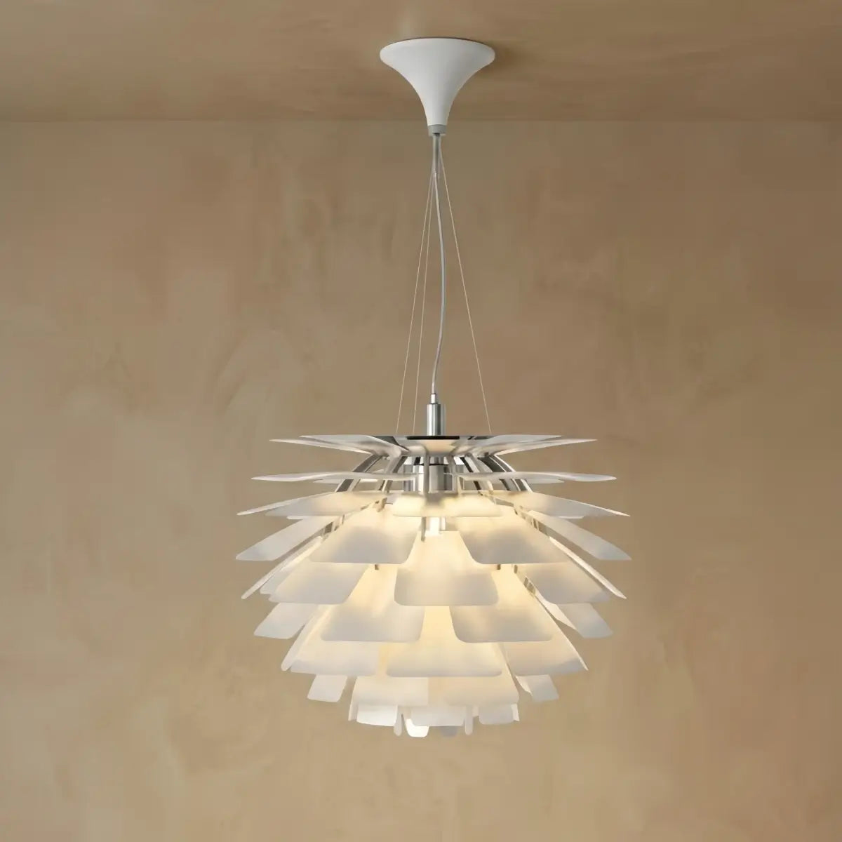 Vivara Nordic Aluminum Pendant Light — Pinecone Design Siver/White/Black for Dining Room