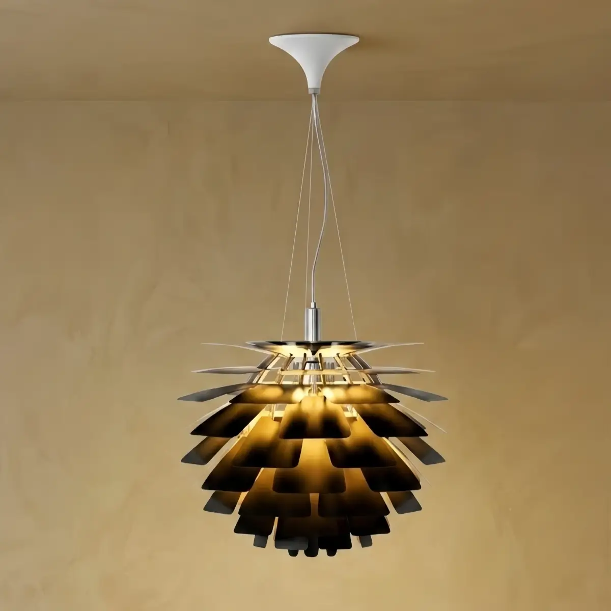 Vivara Nordic Aluminum Pendant Light — Pinecone Design Siver/White/Black for Dining Room