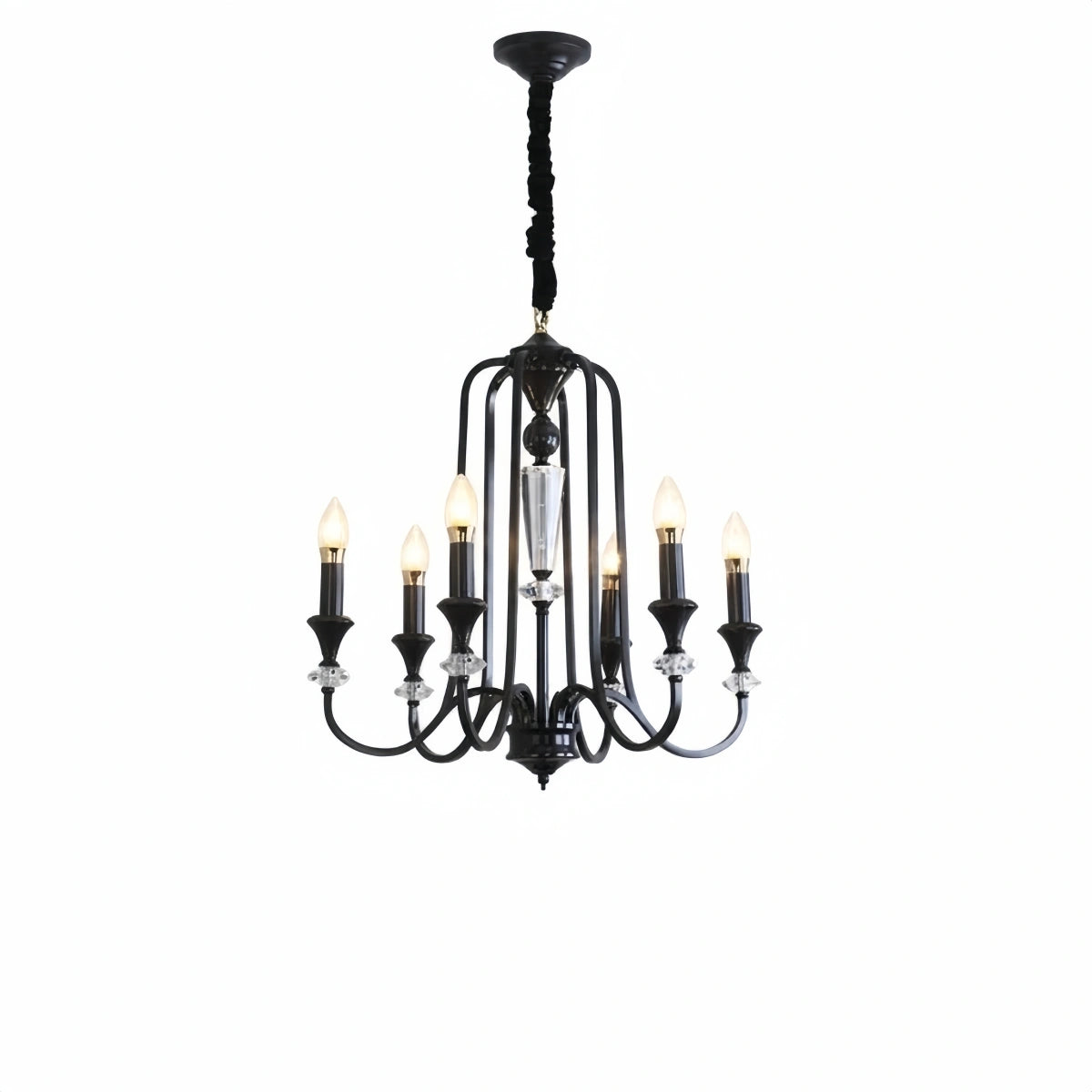 Irondale Vintage Copper Crystal Chandelier, Multi-Light Branch Ceiling Lamp for Dining Room