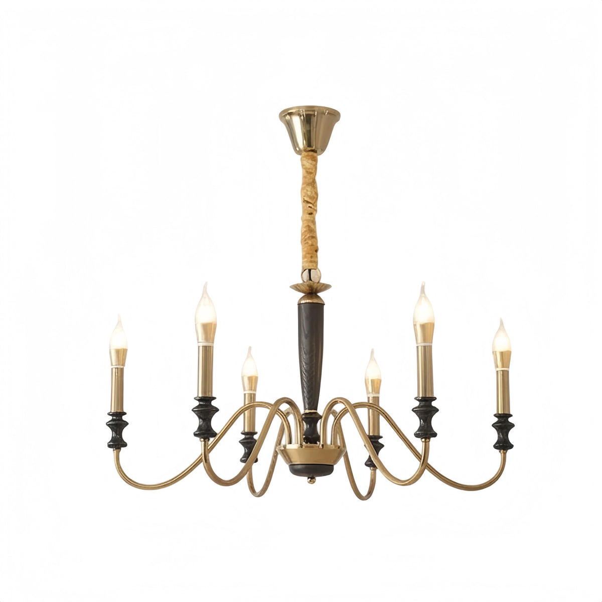 Irondale Vintage Iron Chandelier – Glass Shade Multi-Light Fixture for Living Room