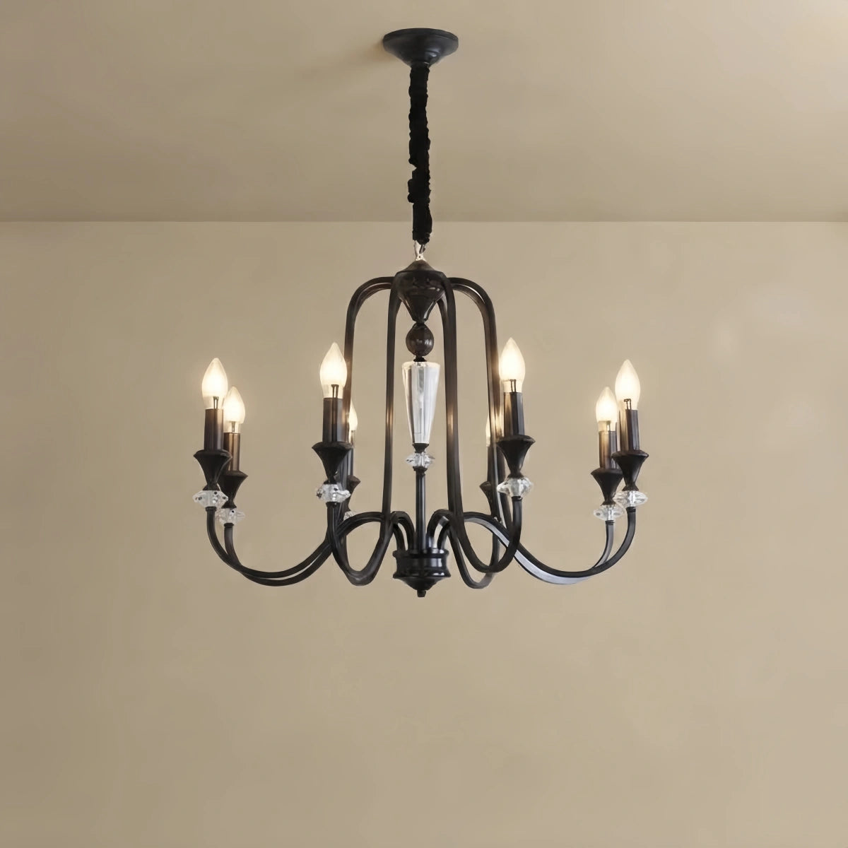 Irondale Vintage Copper Crystal Chandelier, Multi-Light Branch Ceiling Lamp for Dining Room