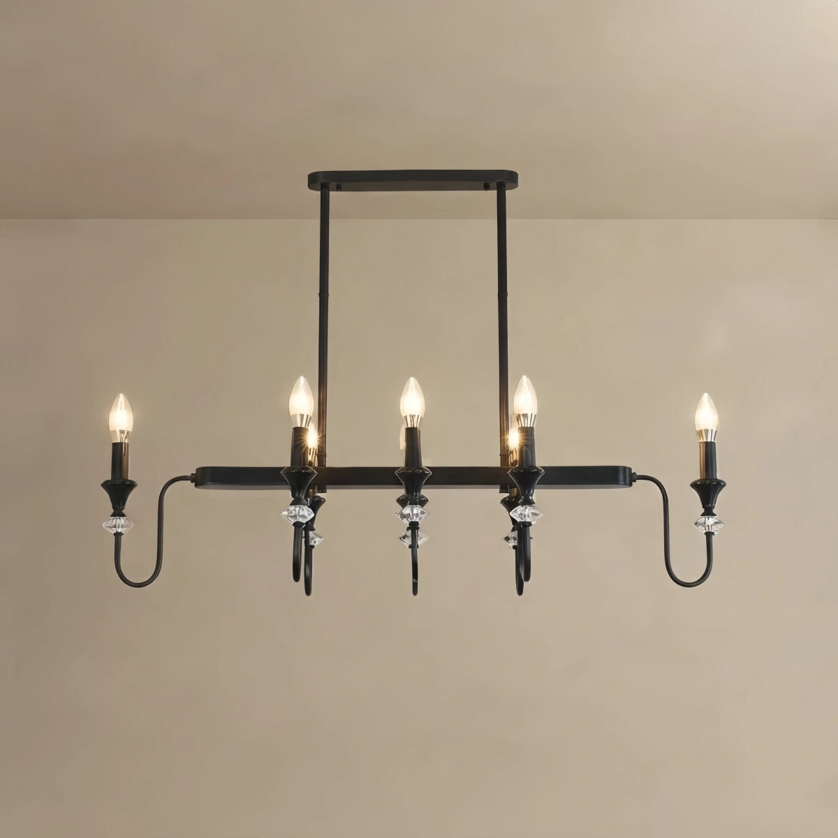 Irondale Vintage Copper Crystal Chandelier, Multi-Light Branch Ceiling Lamp for Dining Room