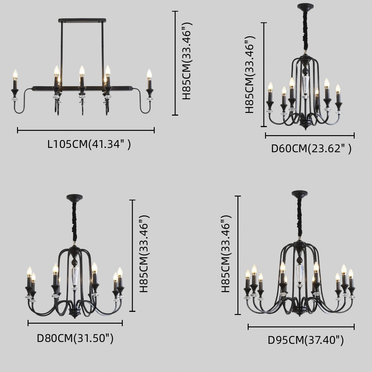 Irondale Vintage Copper Crystal Chandelier, Multi-Light Branch Ceiling Lamp for Dining Room