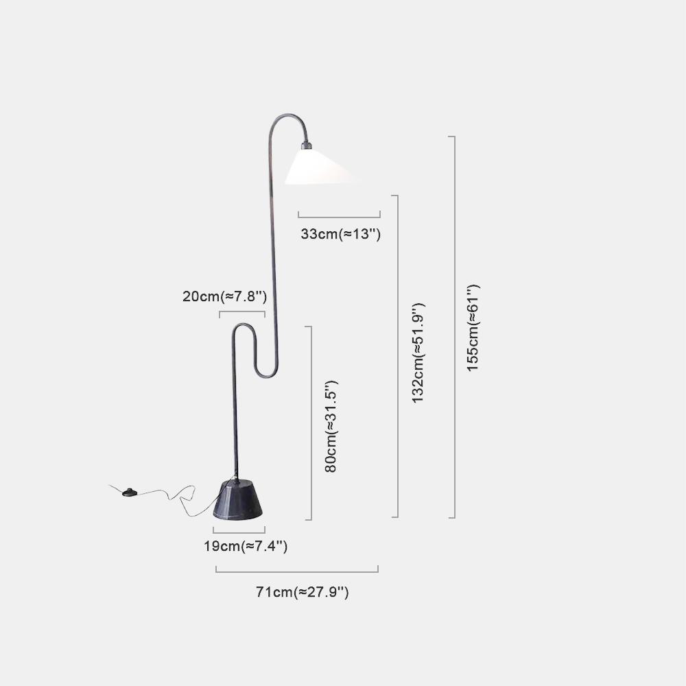 Floor Lamp – Metal Base with Fabric Hooded for Bedroom