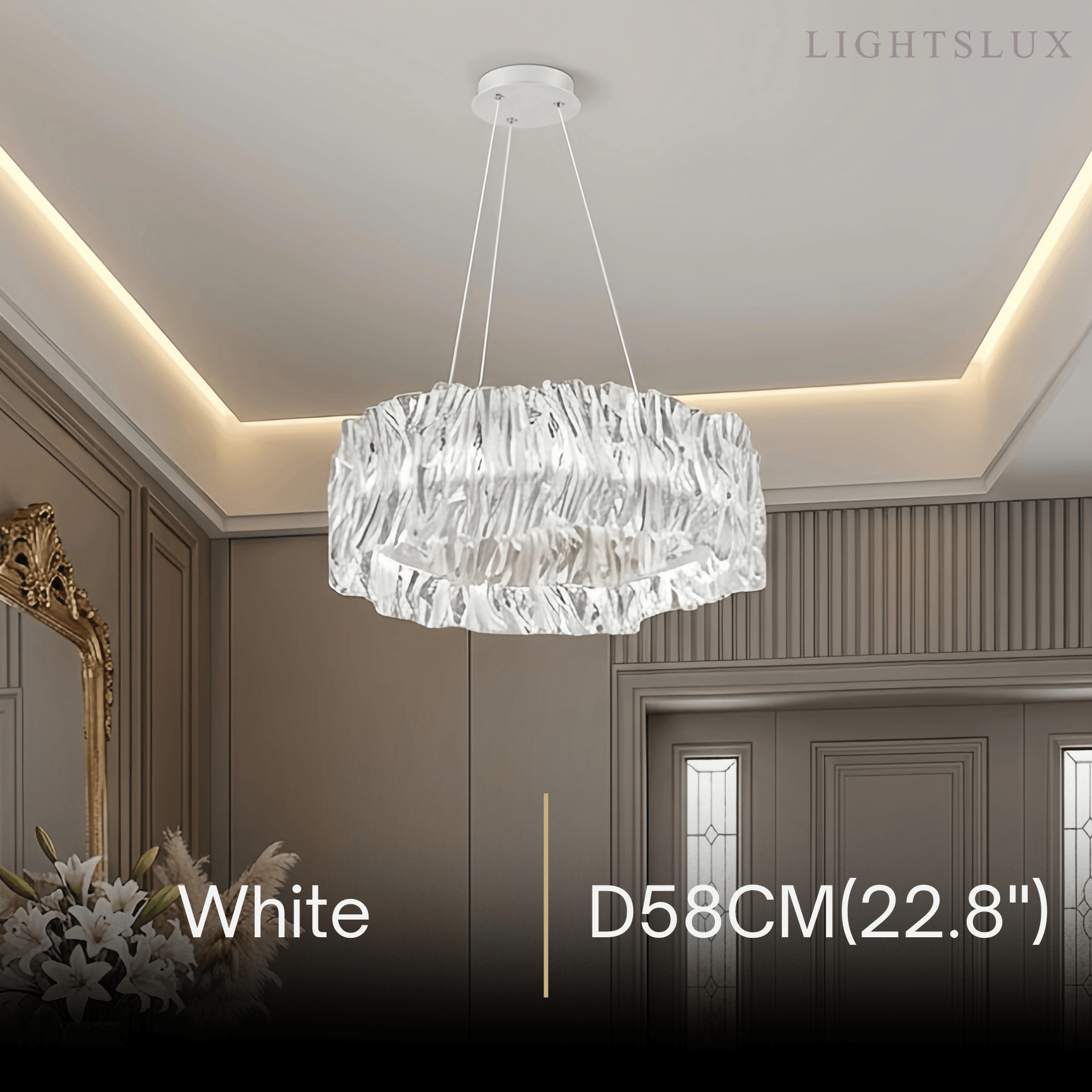 Pendant Light – White/Gold/Chrome Acrylic for Living Room