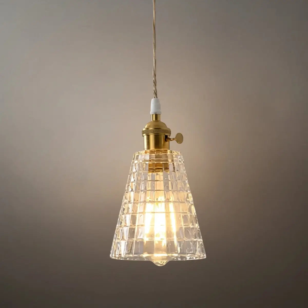 Pendant Light – Clear Blown Glass with Brass Finish for Bedroom