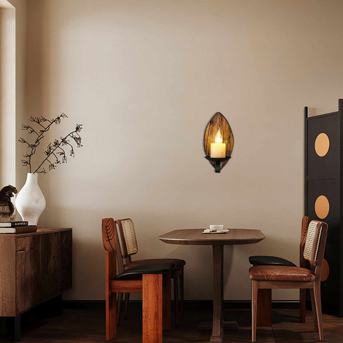 Vintage Wood & Metal Wall Lamp