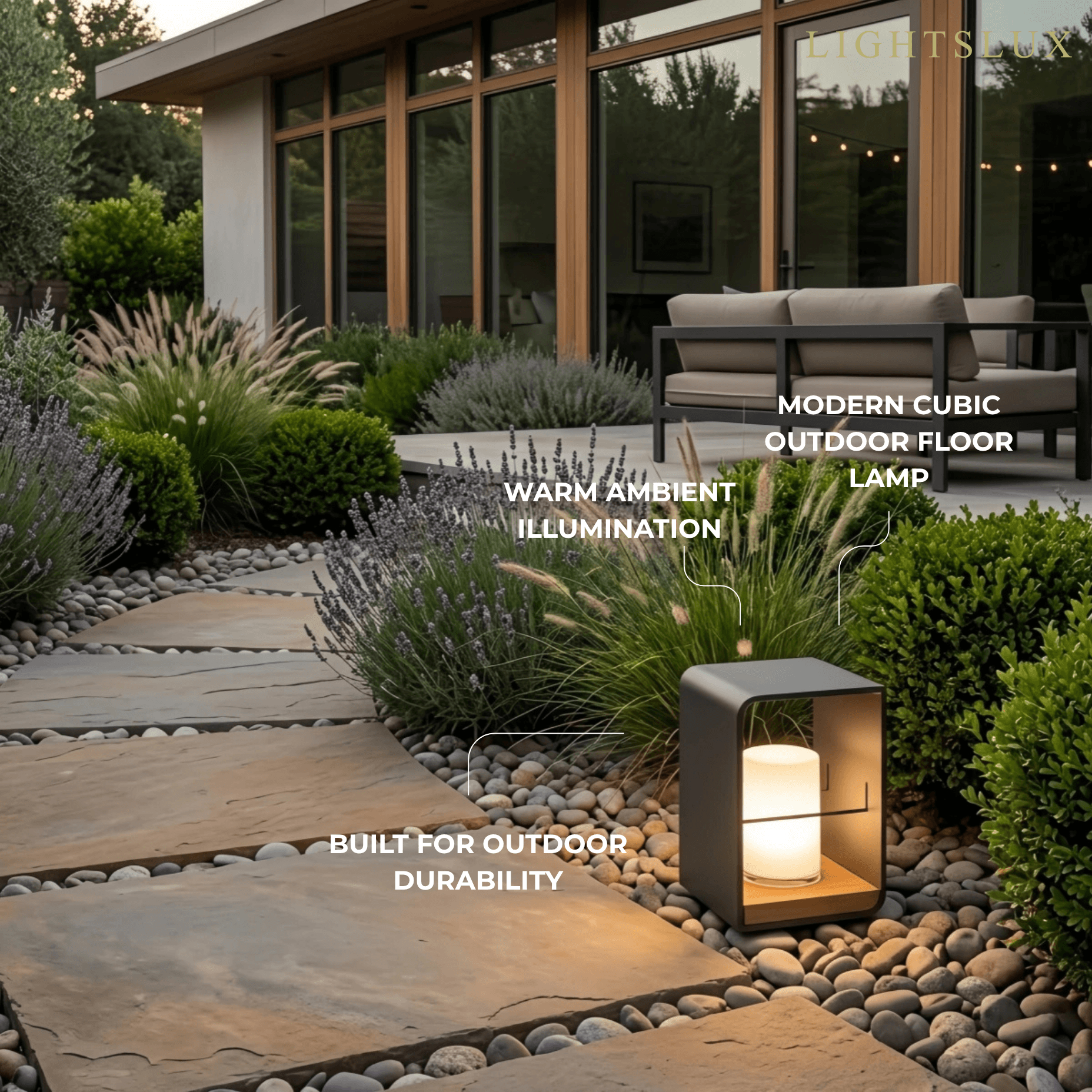 Solar-Powered Outdoor Path Light -- Black Metal