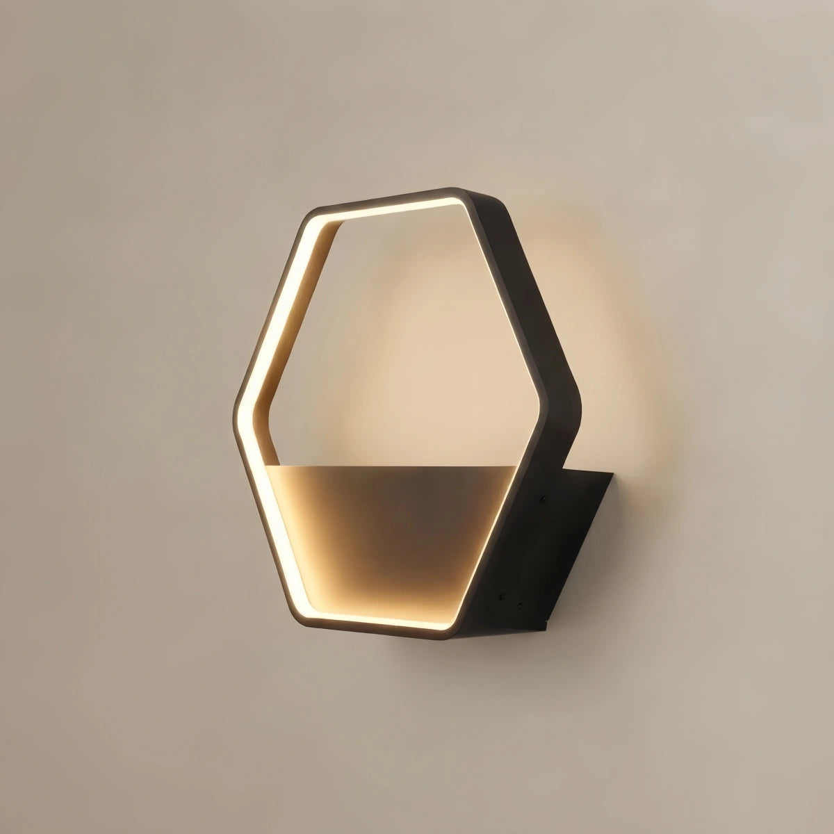 Irondale Art Deco Outdoor Wall Sconce - Black Metal Hexagon Design for Courtyard