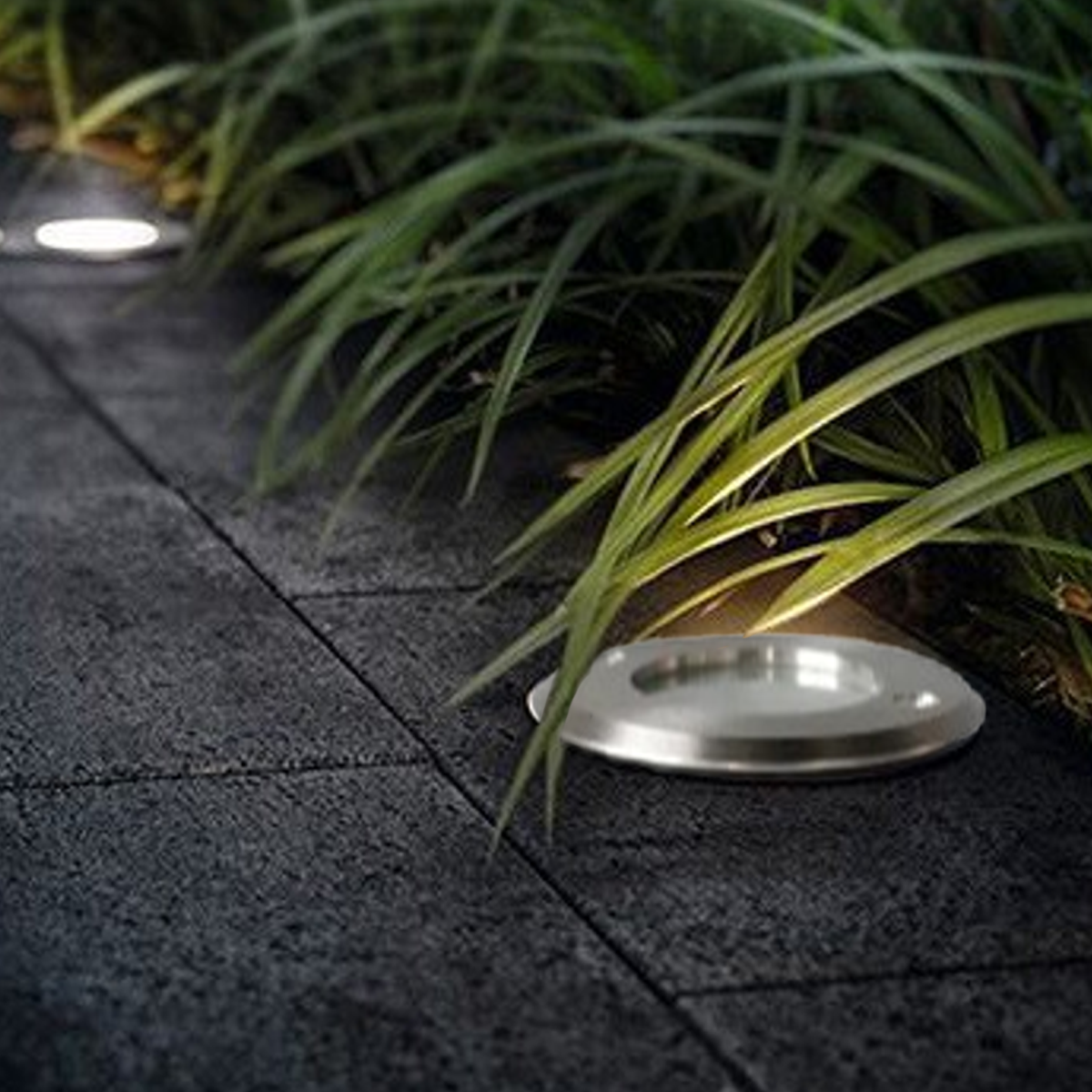 Minimalist Outdoor Ground Lights - Black Metal & Glass Round Design for Garden