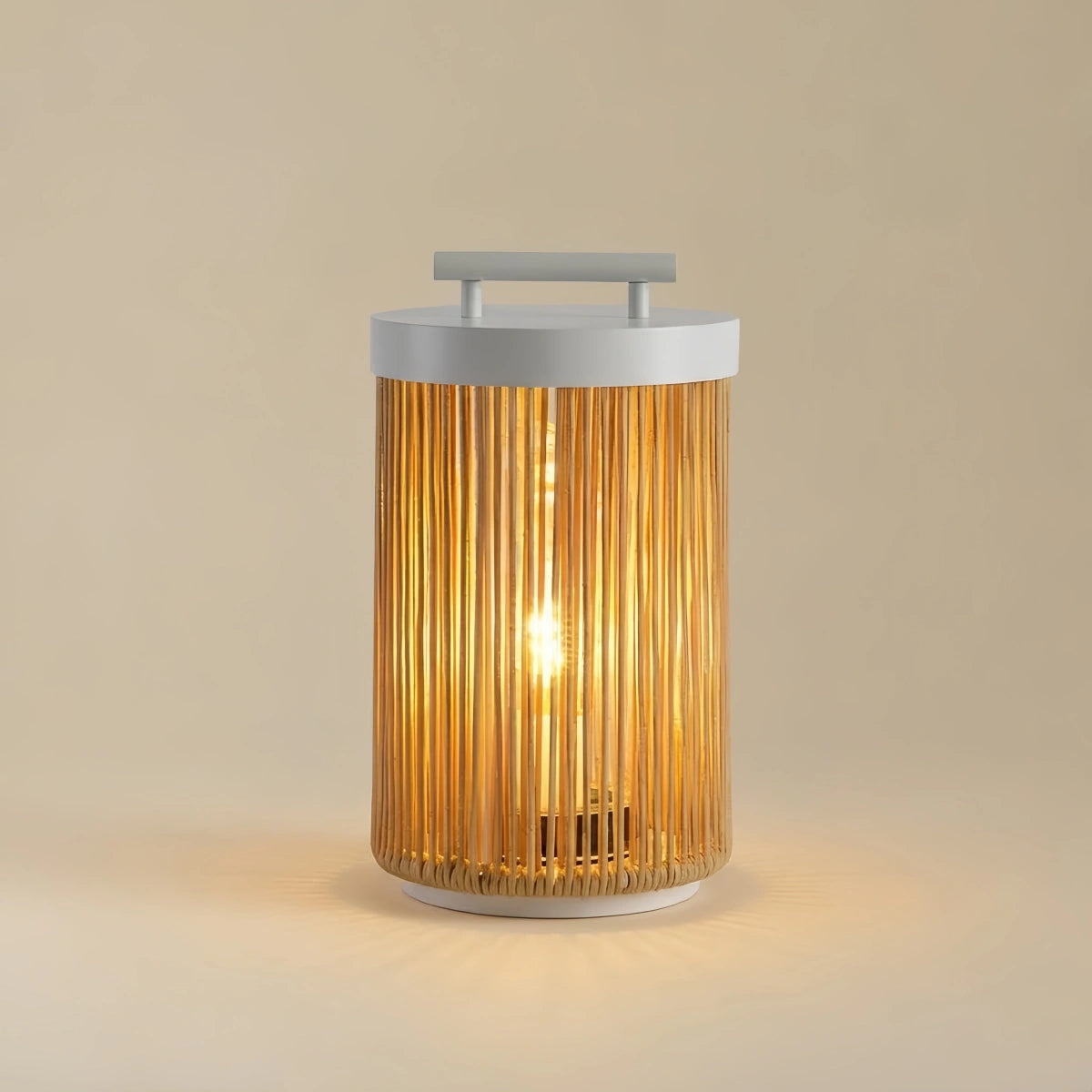 Zenno Farmhouse Cylindrical Floor Lamp – Metal Rattan for Outdoor Garden