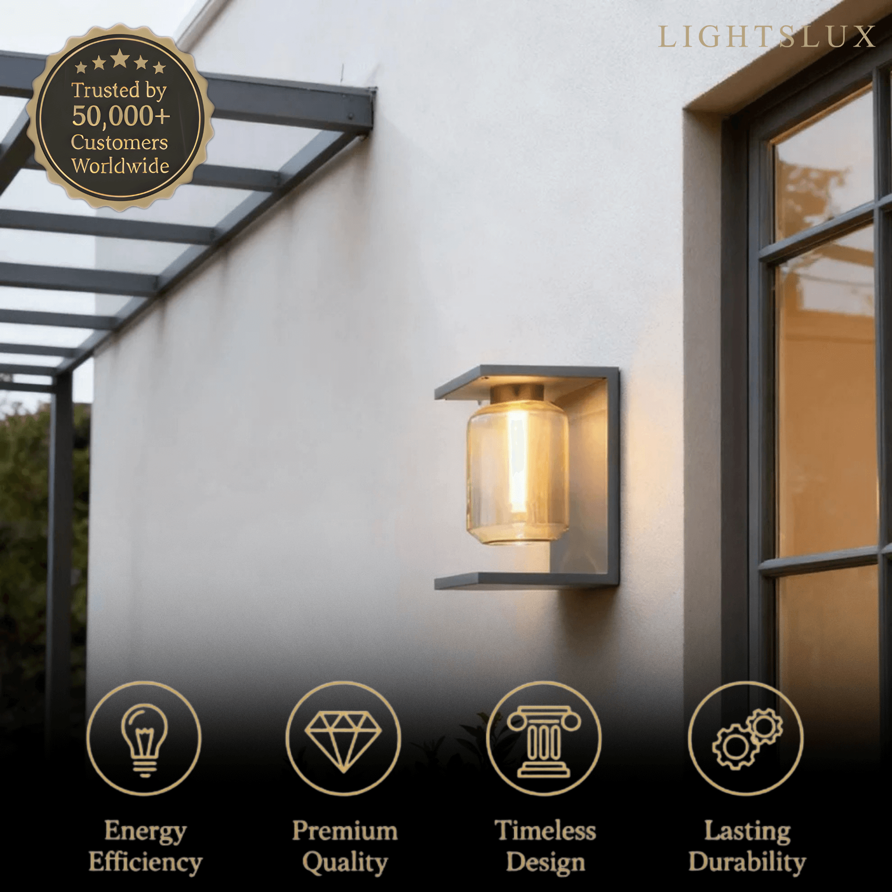 Irondale Industrial Solar LED Wall Lamp – Black Outdoor Light for Patio