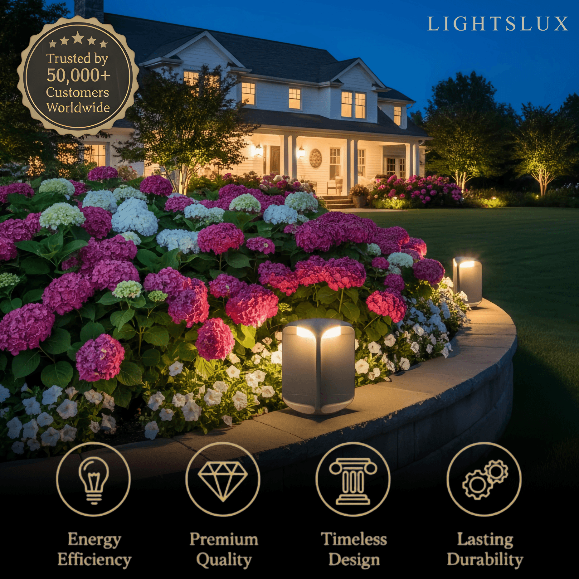 Stellar Modern Cylindrical Outdoor Floor Lamp – Black or Grey Metal & Glass Fixture