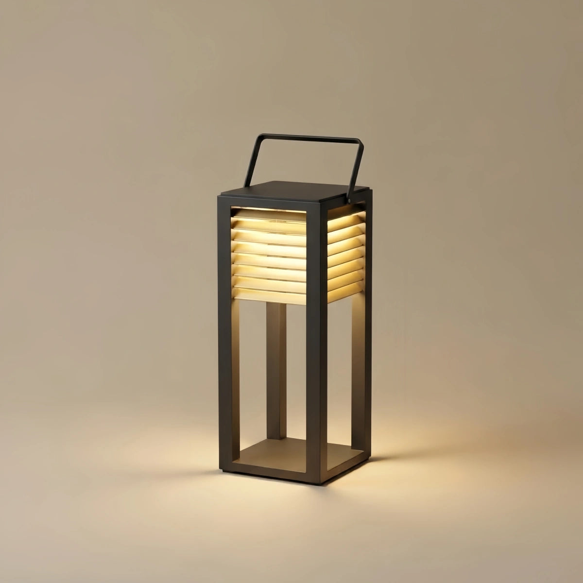 Irondale Modern Solar Outdoor Floor Lamp – Rectangular Black Lantern Light Garden/Patio