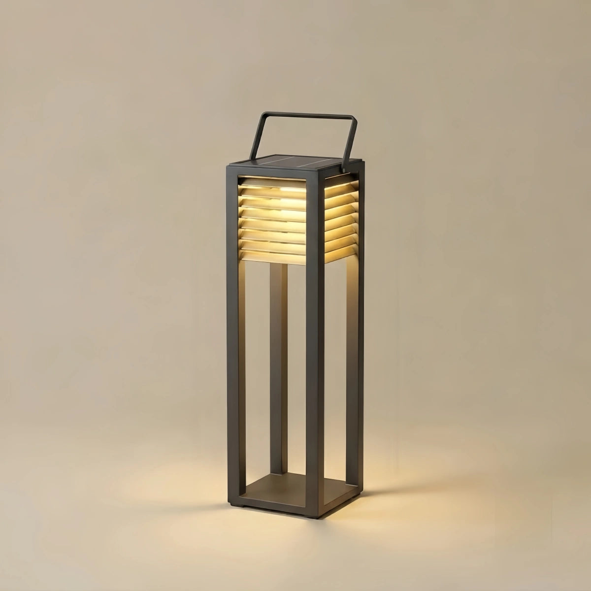 Irondale Modern Solar Outdoor Floor Lamp – Rectangular Black Lantern Light Garden/Patio
