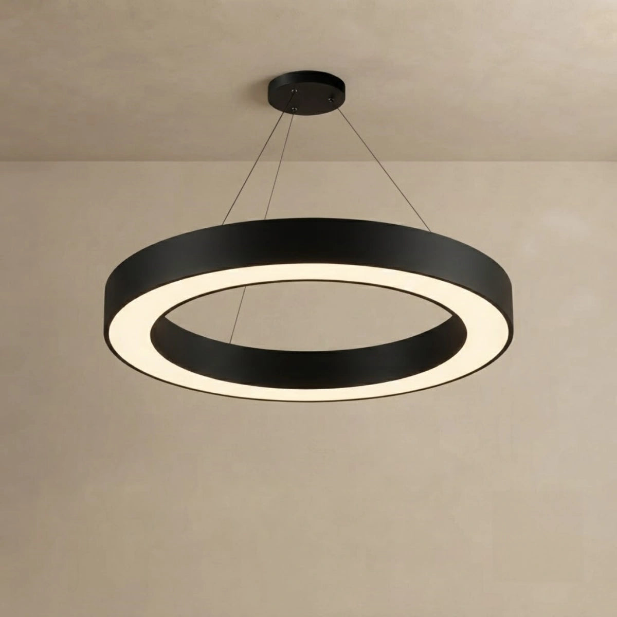 Embrace Modern Ring Pendant Light - Black Acrylic for Dining Room