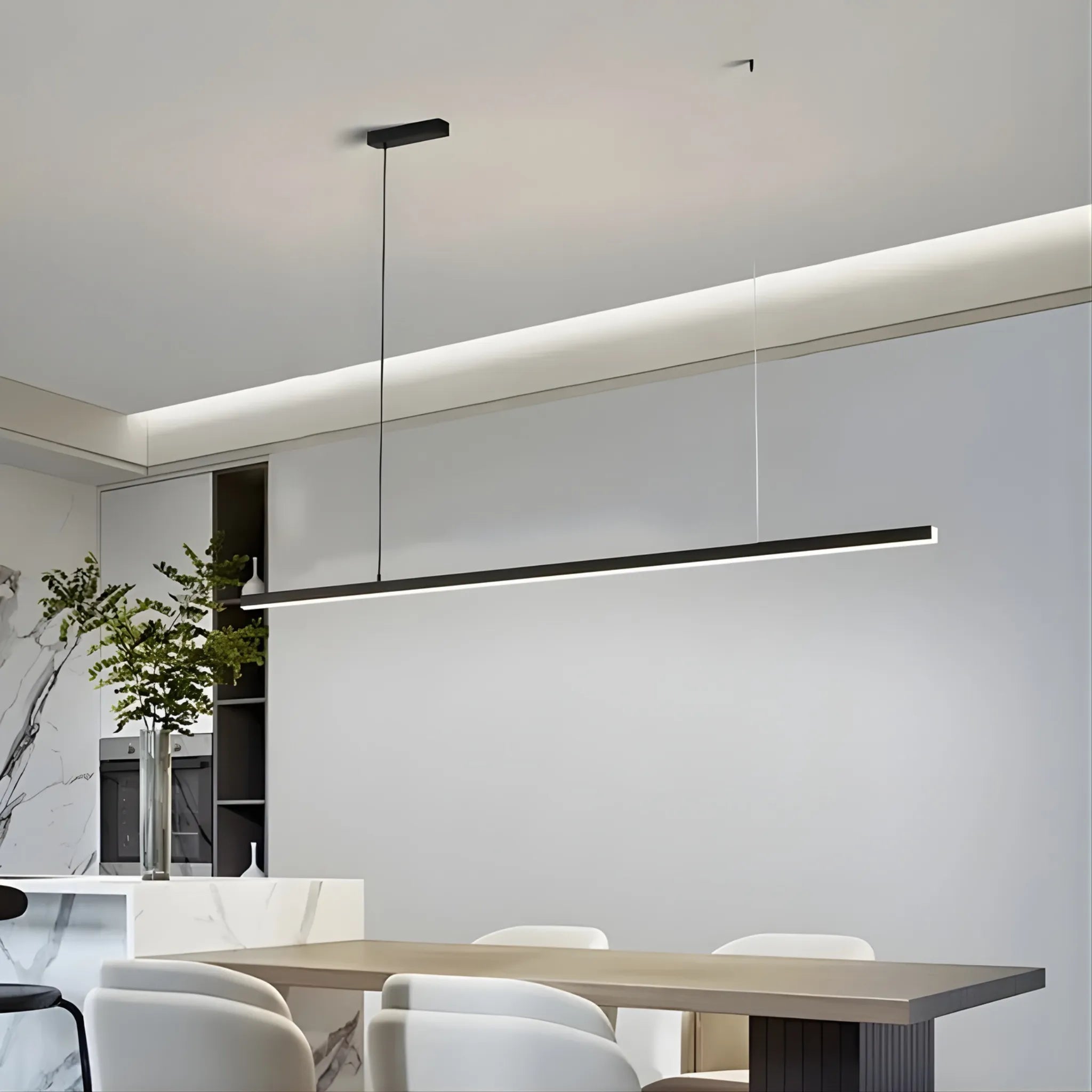 Arcato Modern LED Pendant Light – White/Black Metal/Glass for Dining Room