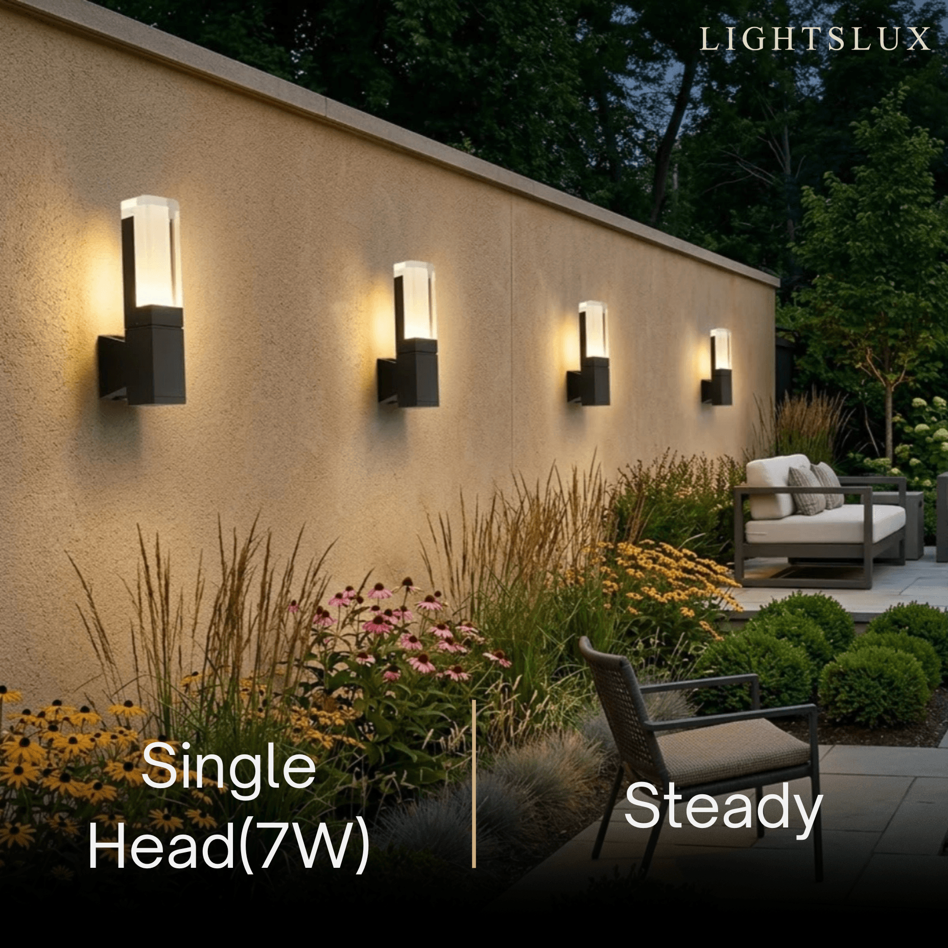 Arcato Modern Rectangle Wall Sconce - Black Metal for Garden/Outdoor Spaces