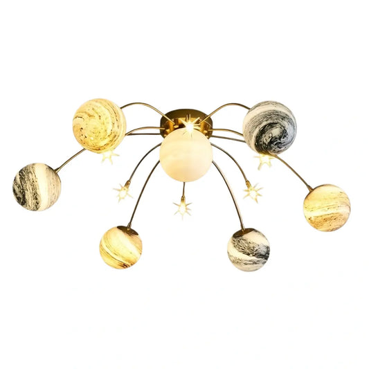 Nebula Art Deco Gold Frame Ceiling Light