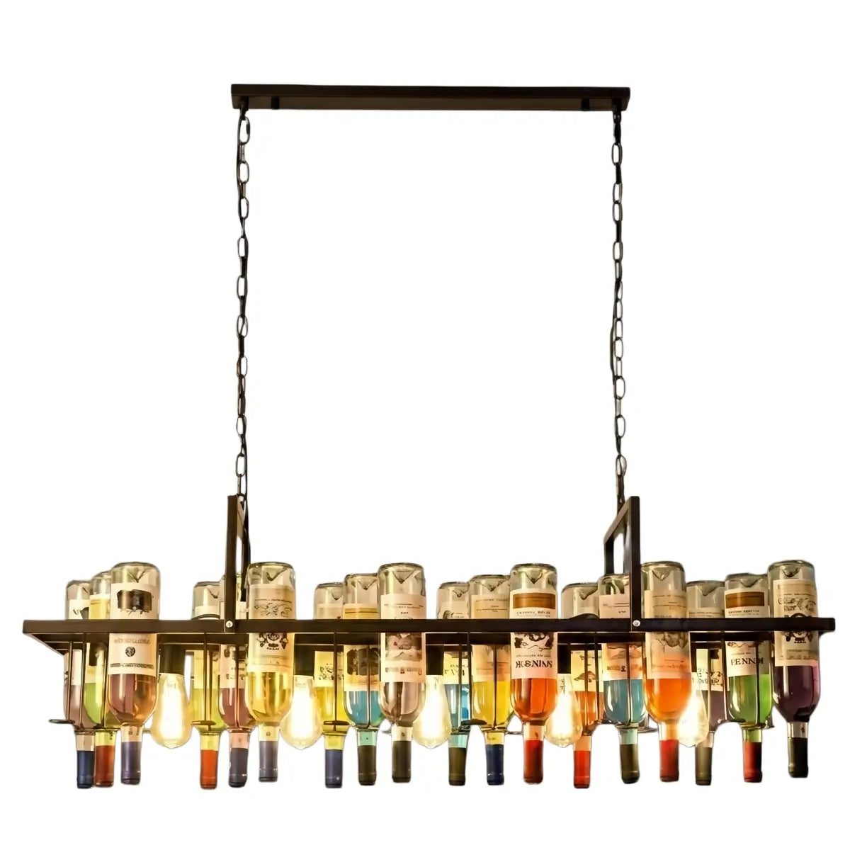 Arcato Art Deco Wine Bottle Pendant Light - Rust Glass Dining Room/Bar