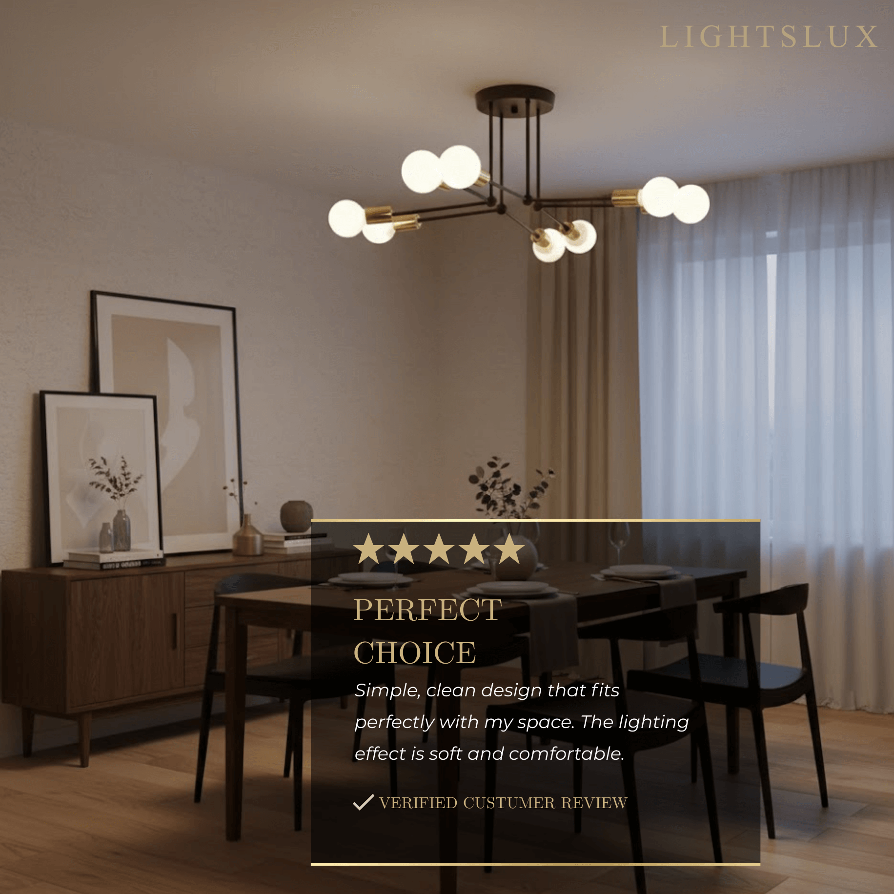 Nebula Royal Gold/Black LED Chandelier – Elegant Lighting for Living Room/Bedroom