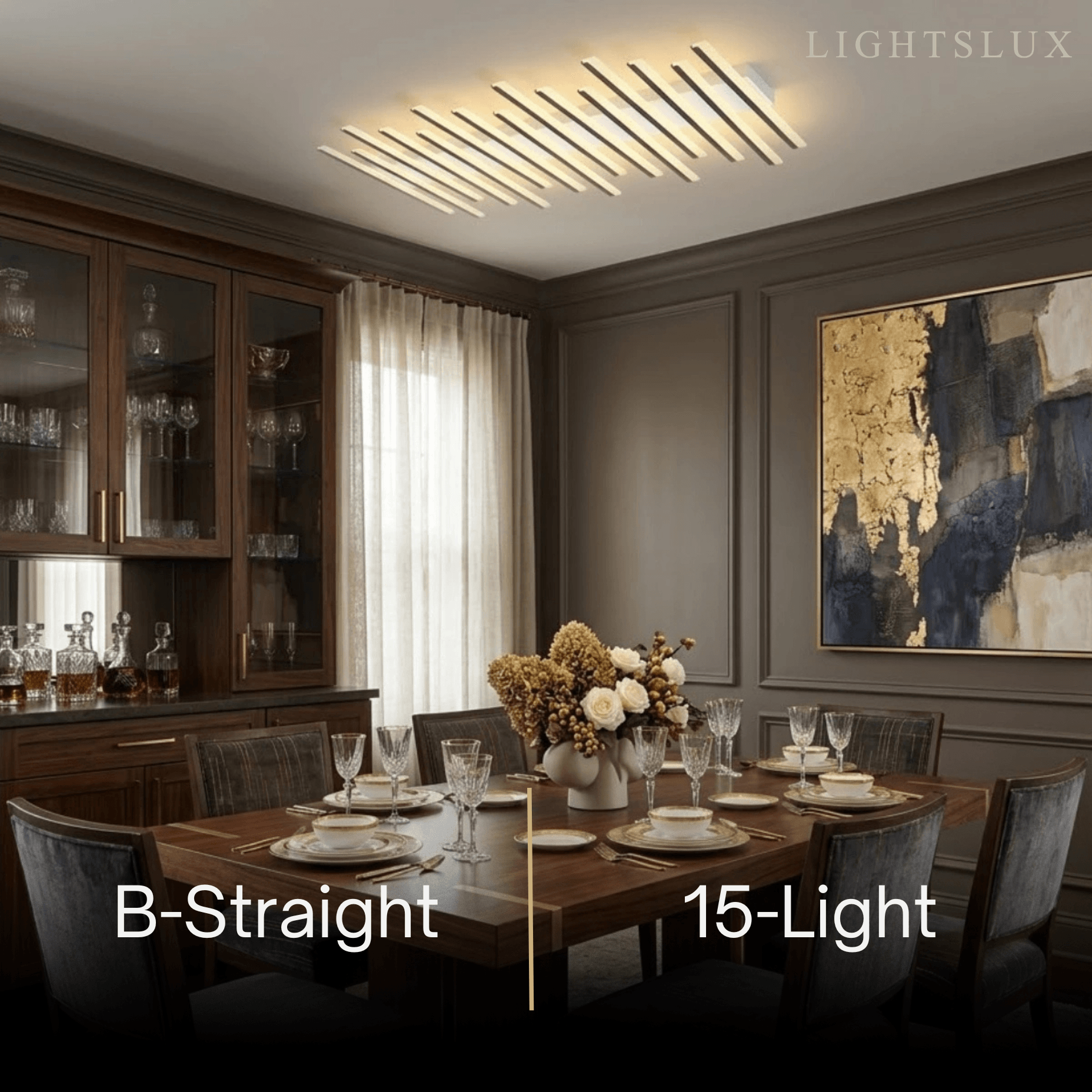 Arcato Minimalist Linear Flush Mount Light - Metal Ceiling Light for Living Room
