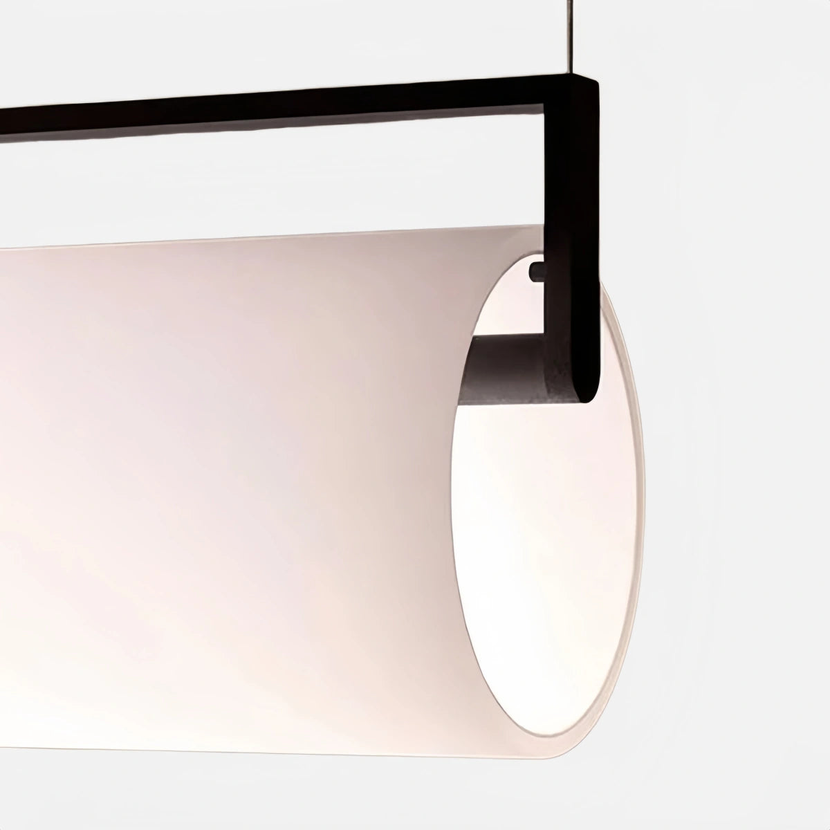 White Pendant Light – Cylindrical Metal & Acrylic Fixture for Dining Room