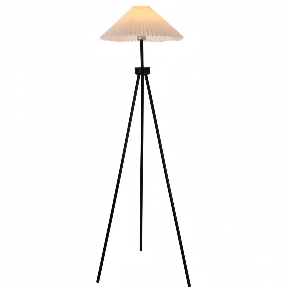 Irondale Modern Floor Lamp - Dark Green & White Tripod with Pleated Fabric for Bedroom