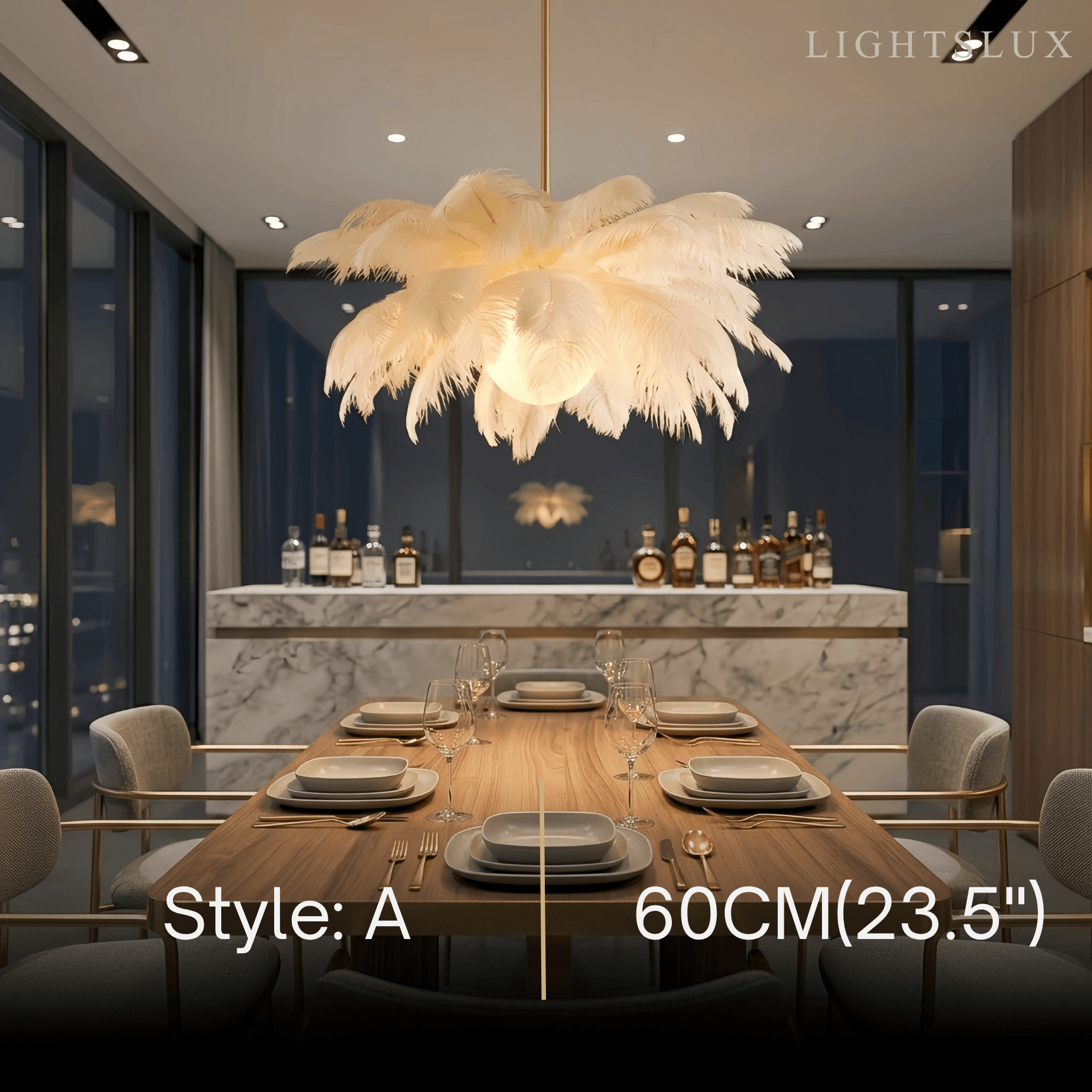 Lunara Art Deco Feather Chandelier