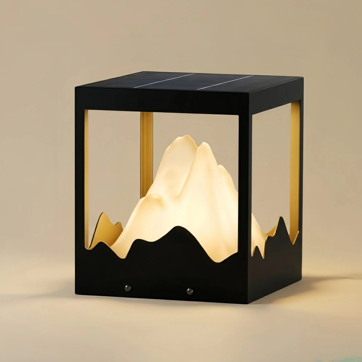 Lunara Designer Metal Outdoor Path Lamp - Black Square Mountain Shape Garden/Pillar Lights