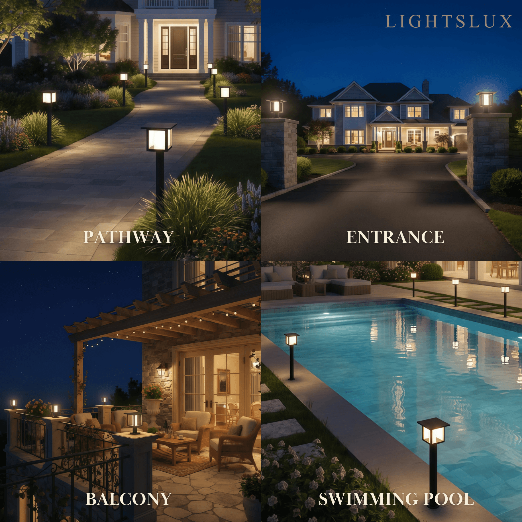 Modern Solar Pathway Lights - Black Metal Lantern Design