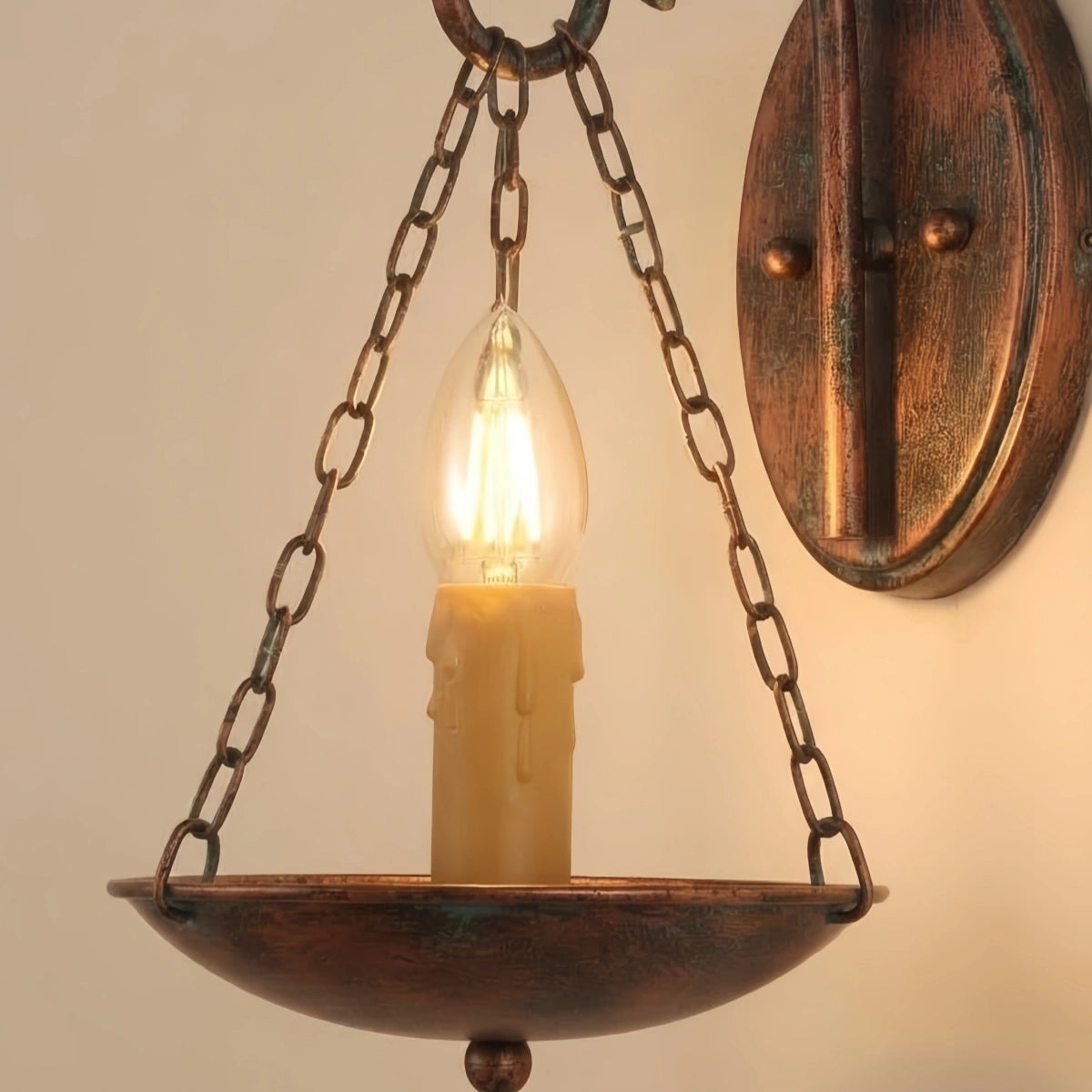 Candle Copper Metal Wall Lamp Dining Room