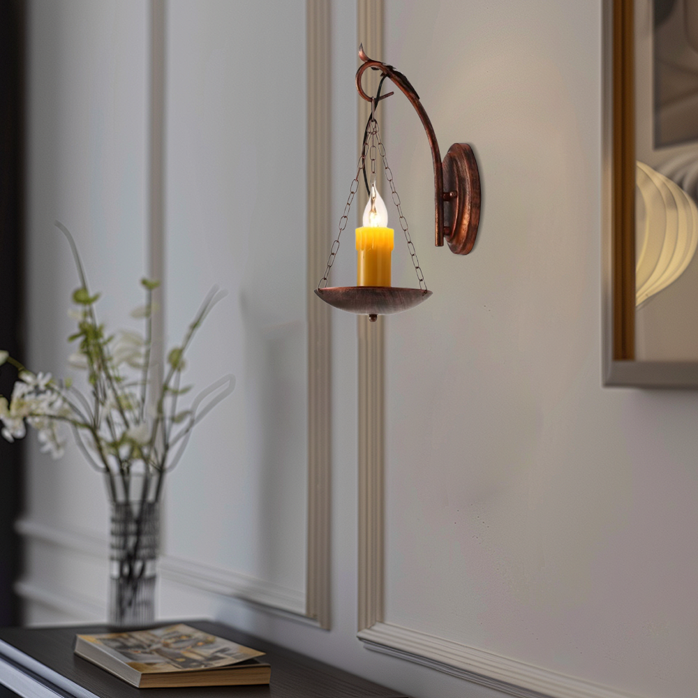 Irondale Industrial Easter Candle Copper Metal Wall Lamp Dining Room
