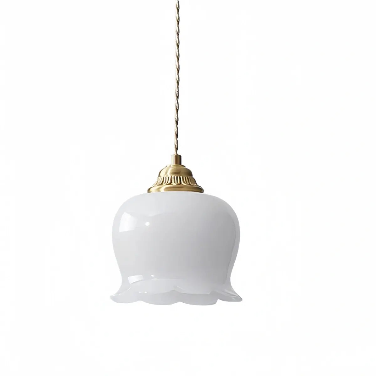 Crema Elegant Floral Pendant Lamp -- Brass & Resin White for Dining Room
