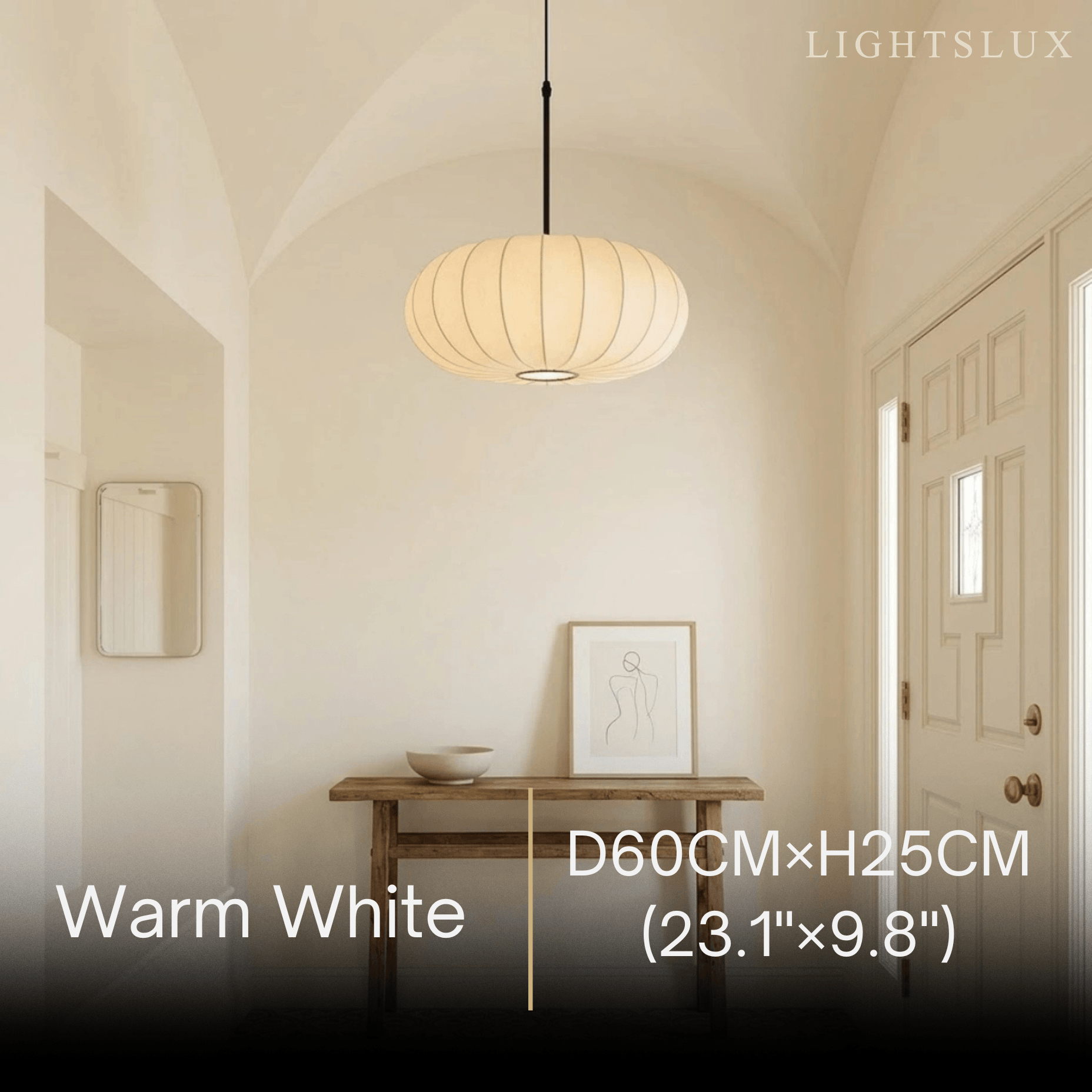 Crema Silk-Look Pumpkin Pendant Lamp cozy light for bedroom & dining