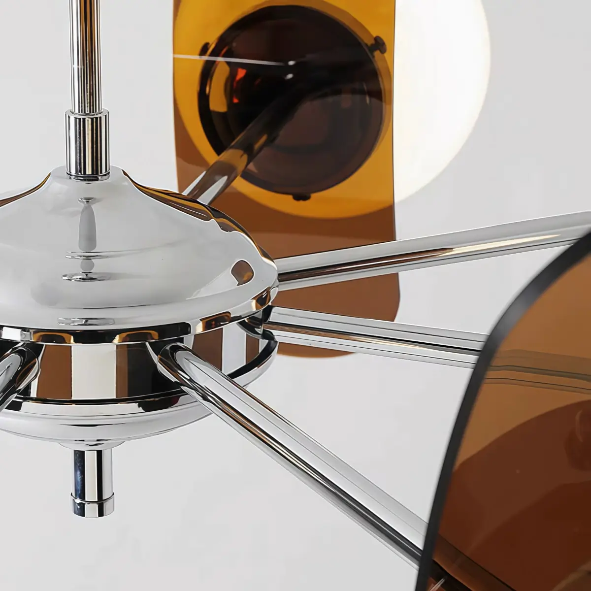 Vivara Art Deco Pendant Lamp-- Metal & Acrylic Brown/Orange for Dining Room