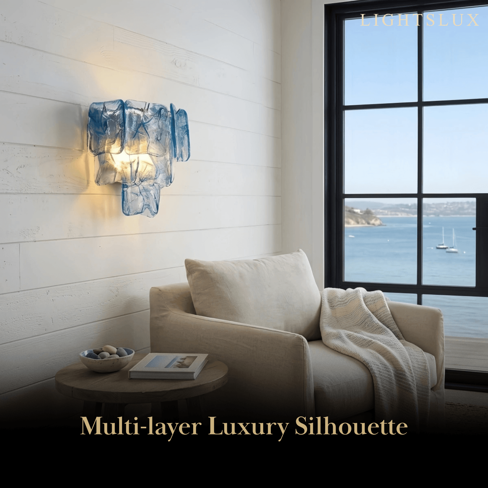 Excelis Luxury Branch-Style Tiered Chandelier— Metal & Glass Blue for Dining Room