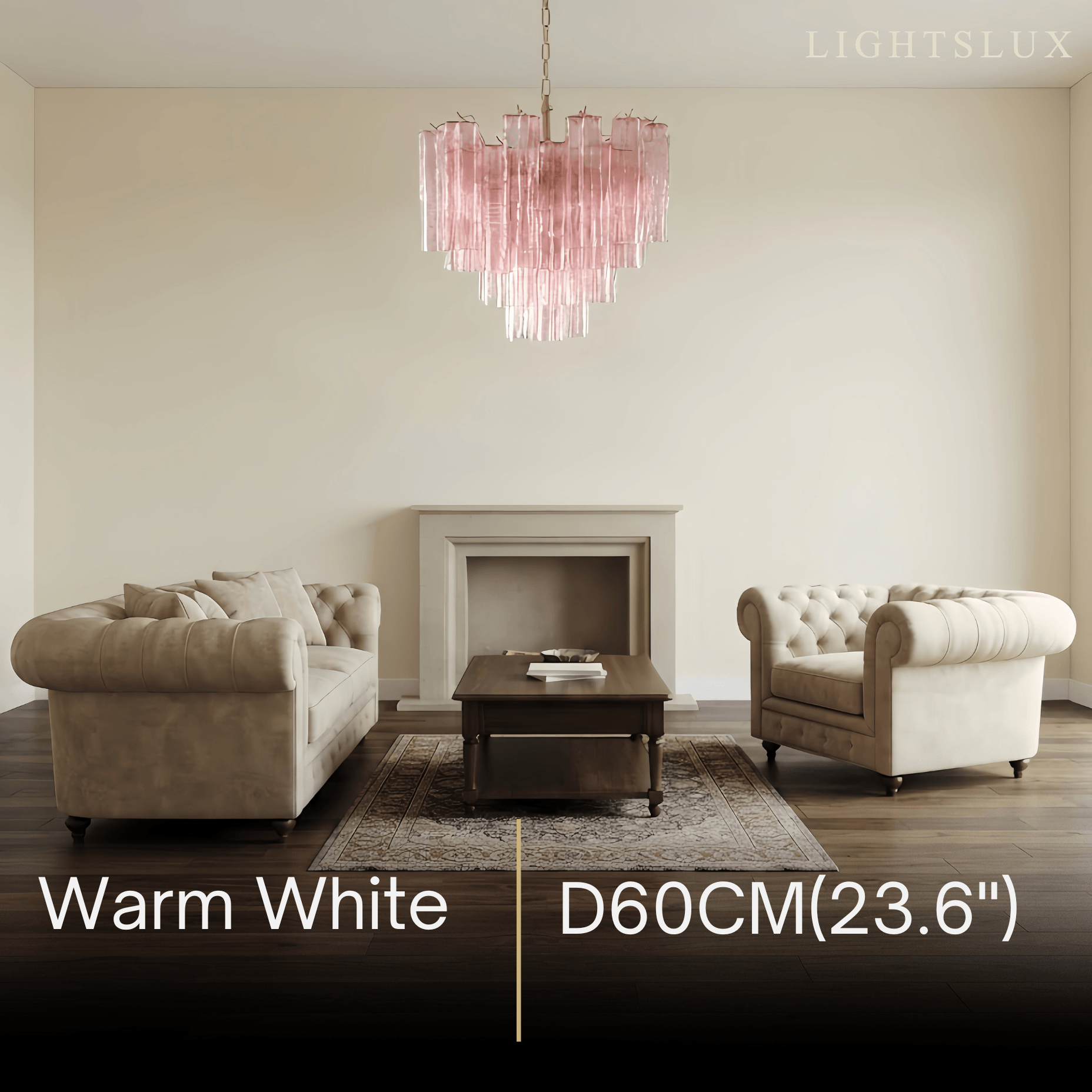 Vetro Art Deco Chandelier - Pink Gold for Living Room
