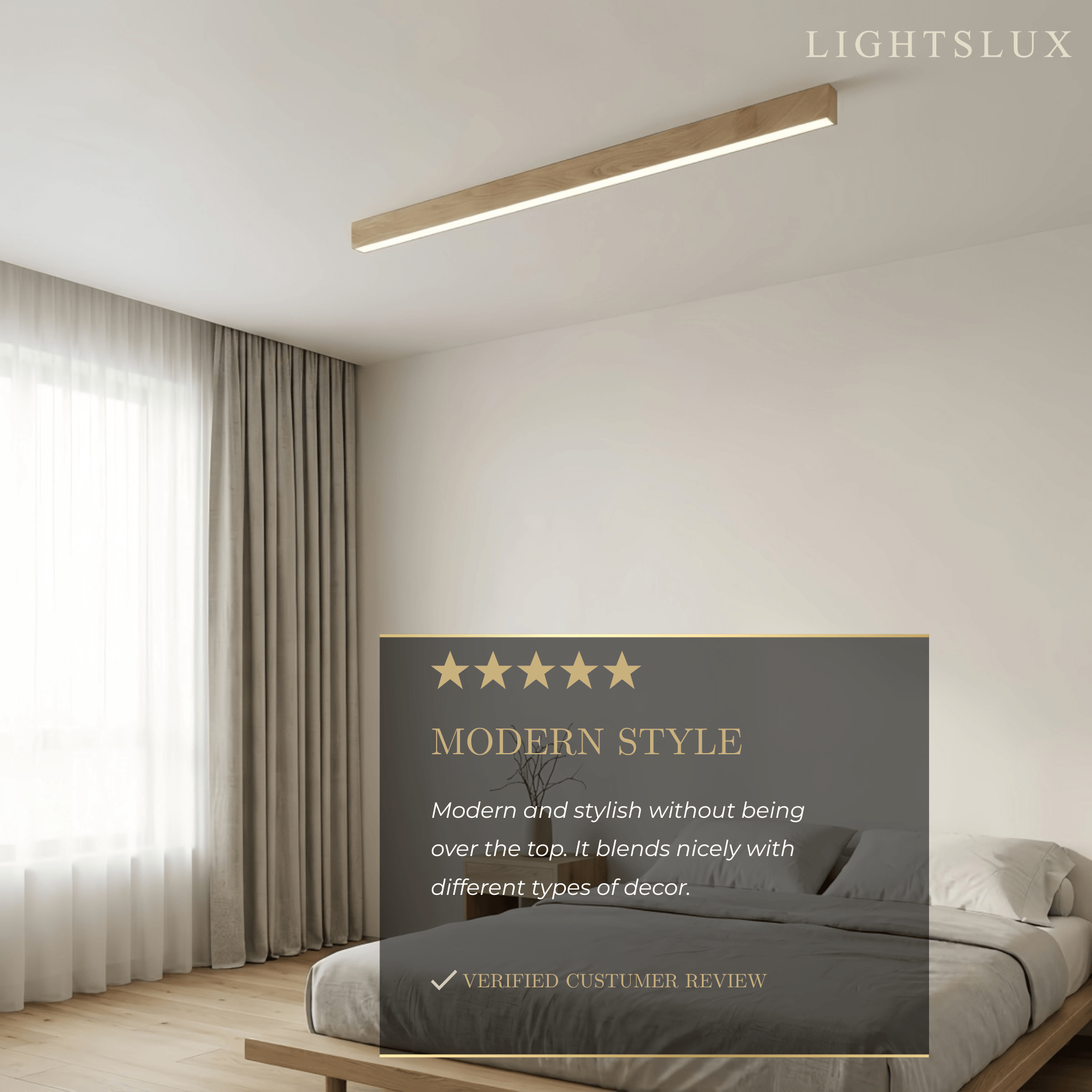 Minimalist Linear Ceiling Light -- Iron & Acrylic Wood-Grain Natural Wood/Walnut for Hallway