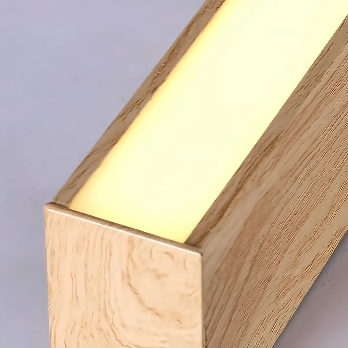 Zenno Minimalist Linear Ceiling Light -- Iron & Acrylic Wood-Grain Natural Wood/Walnut for Hallway Detail