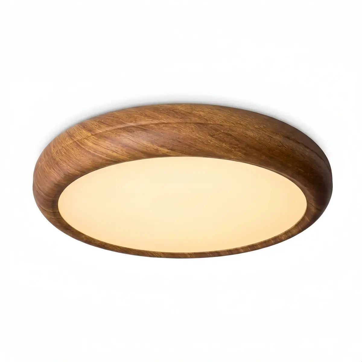 Scandinavian Round Ceiling Light – Metal & Acrylic, Walnut for Bedroom & Kitchen