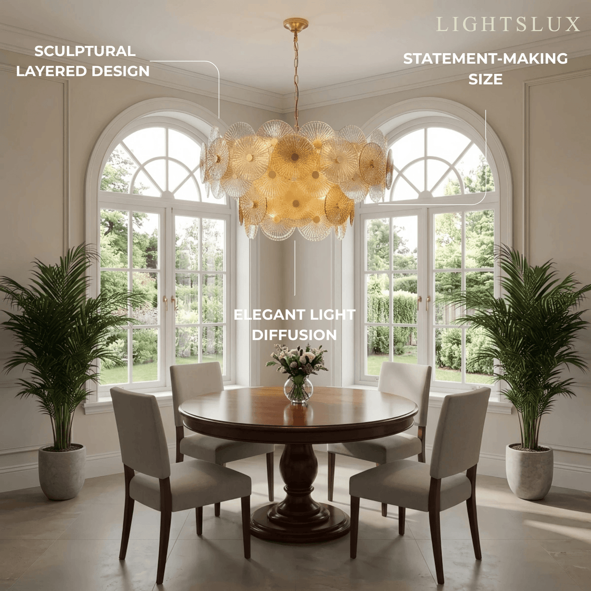 Excelis Modern Pendant Light- Glass Metal for Dining & Living