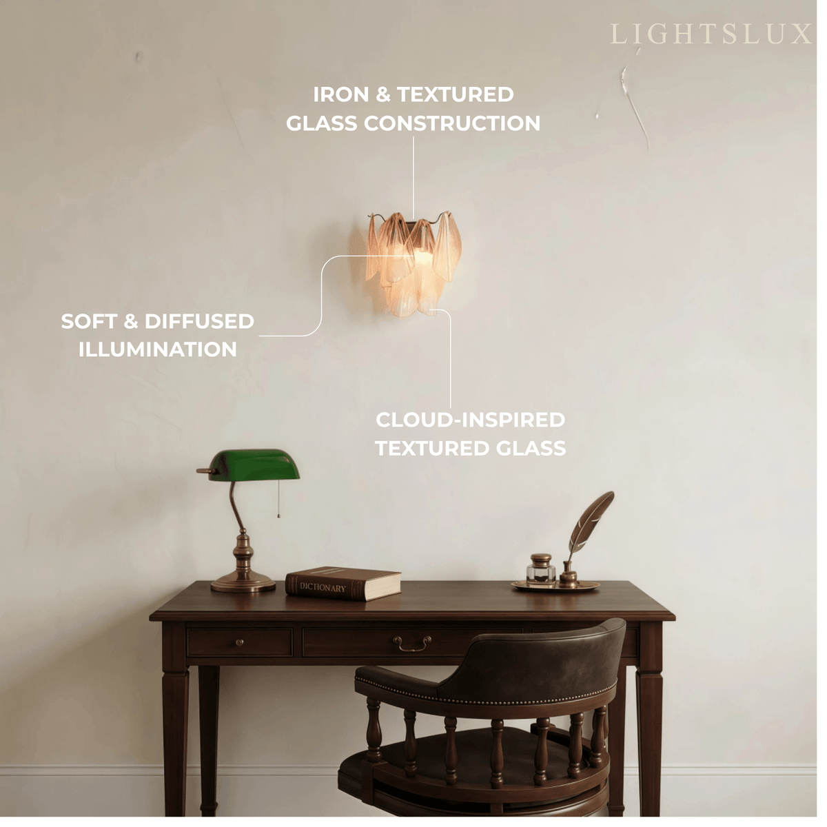 Lunara French Style Wall Lamp – Iron & Glass for Living Room05