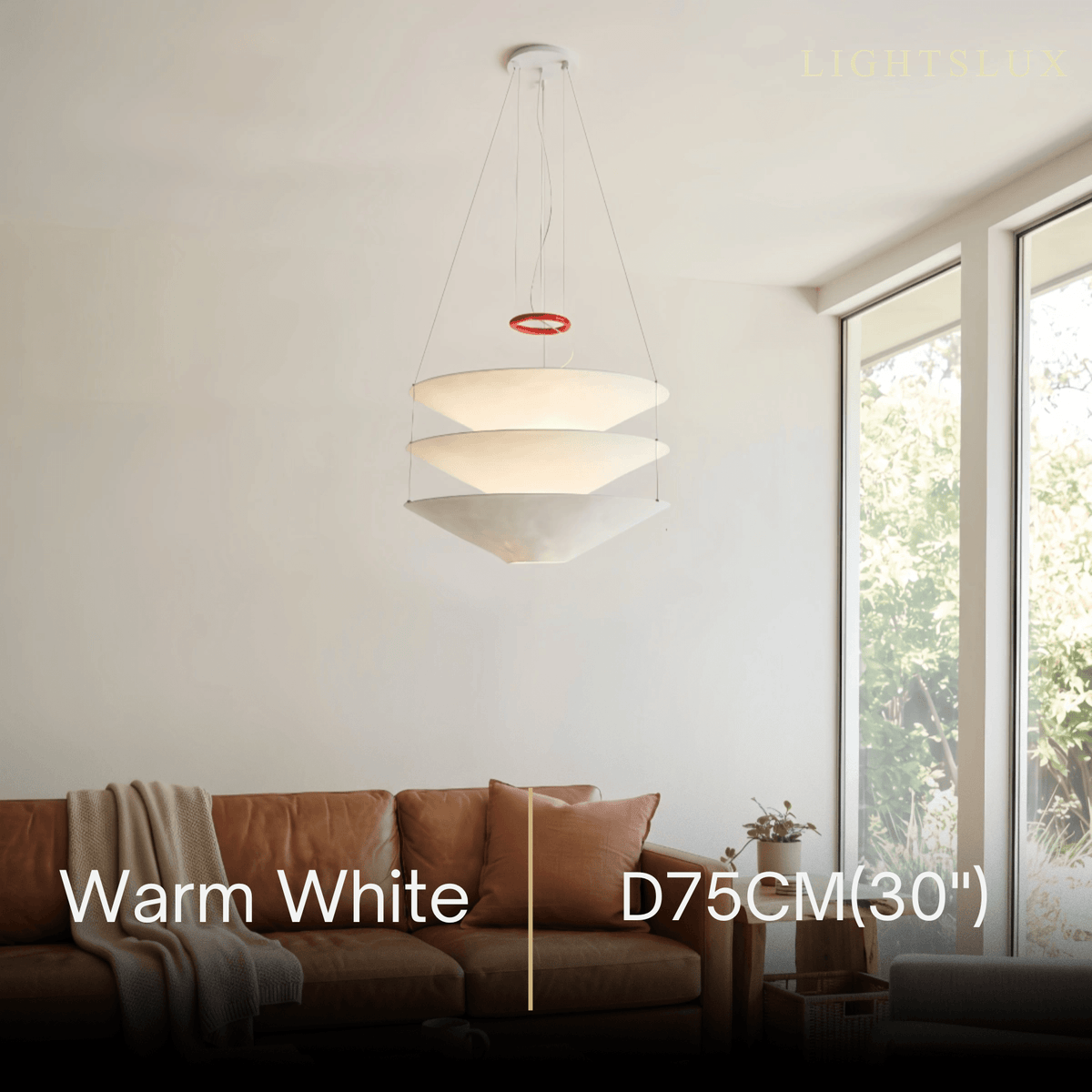 Zenno Japandi Paper Pendant Light – Tiered Cone White for Dining R
