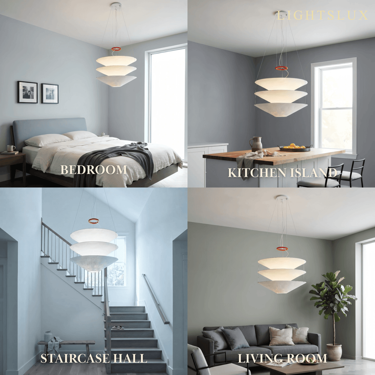 Zenno Japandi Paper Pendant Light – Tiered Cone White for Dining