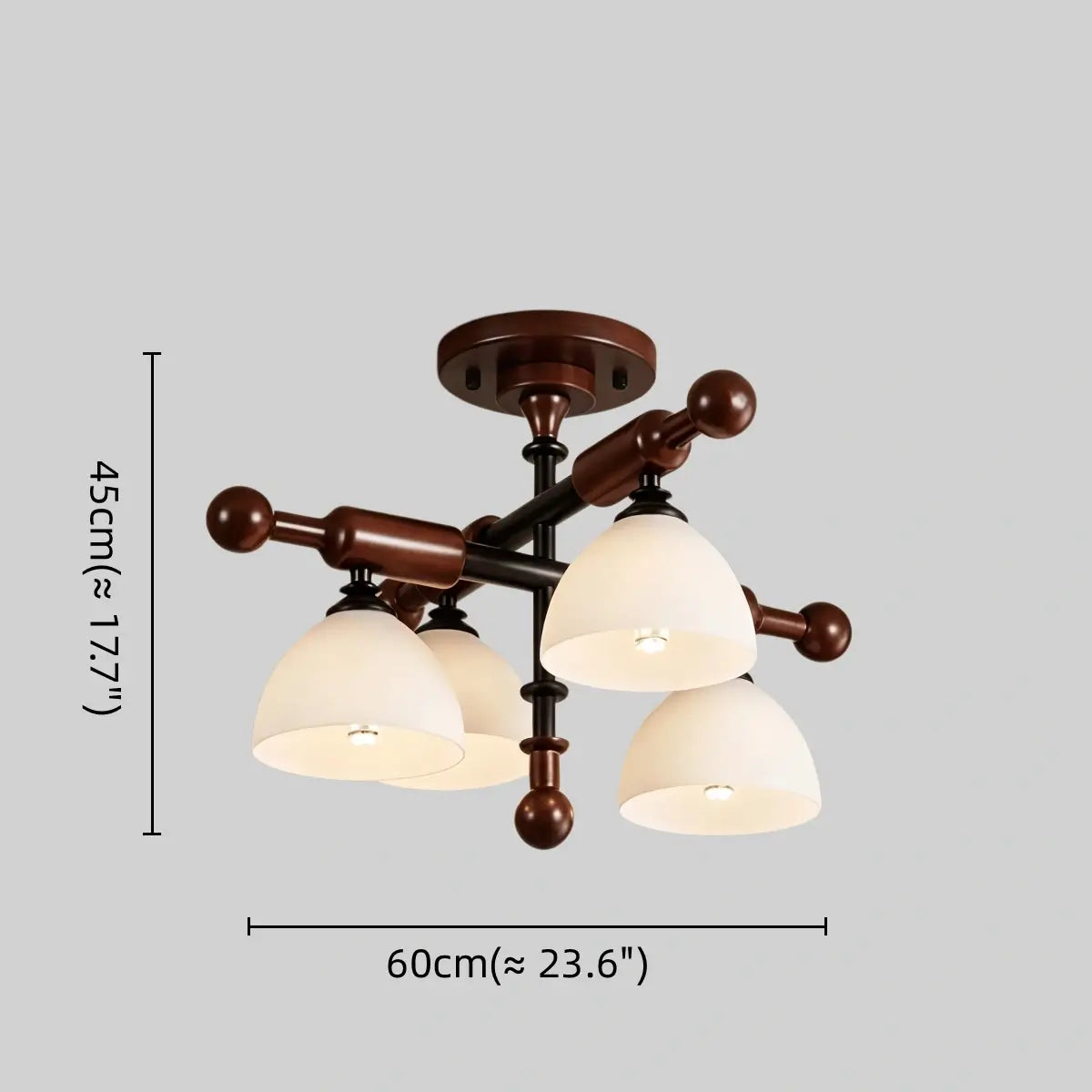 Nebula Modern Wood and Glass Ceiling Light – Walnut Round for Entryway and HallC