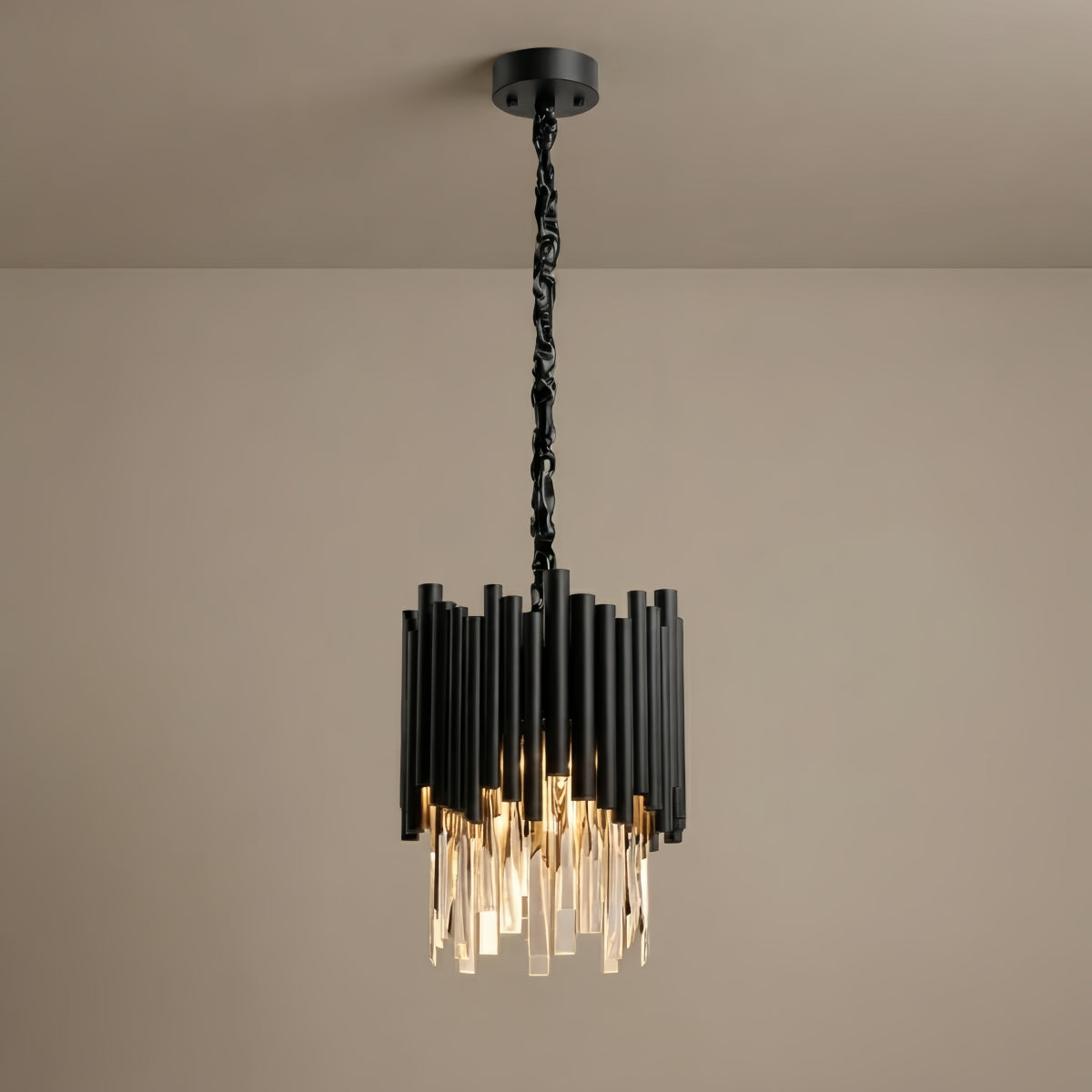 LZ-024Modern Obsidian Mini Pendant Light with Crystal Detail