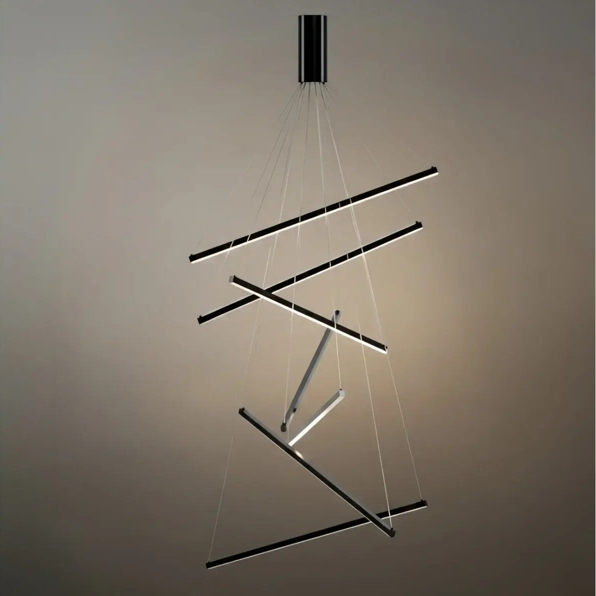 Sculptural Modern Chandelier – Aluminum & Silica Gel LED Halo Light for Living Room