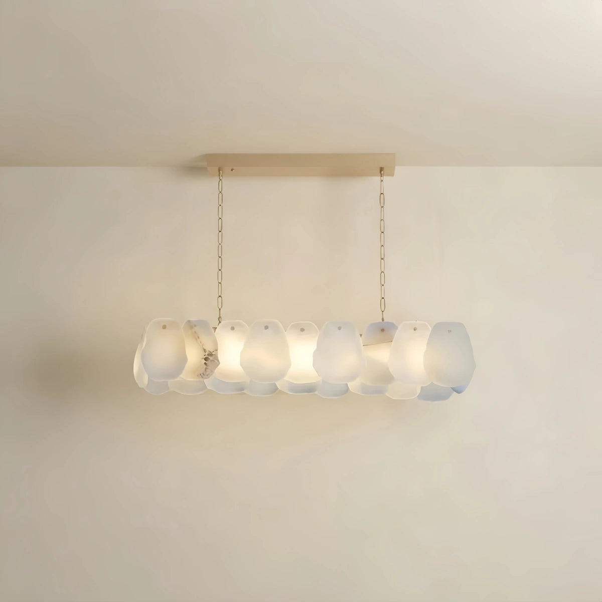 Excelis Alabaster Petal Pendant Light – Solid Brass Frame Brushed Gold Finish Kitchen island