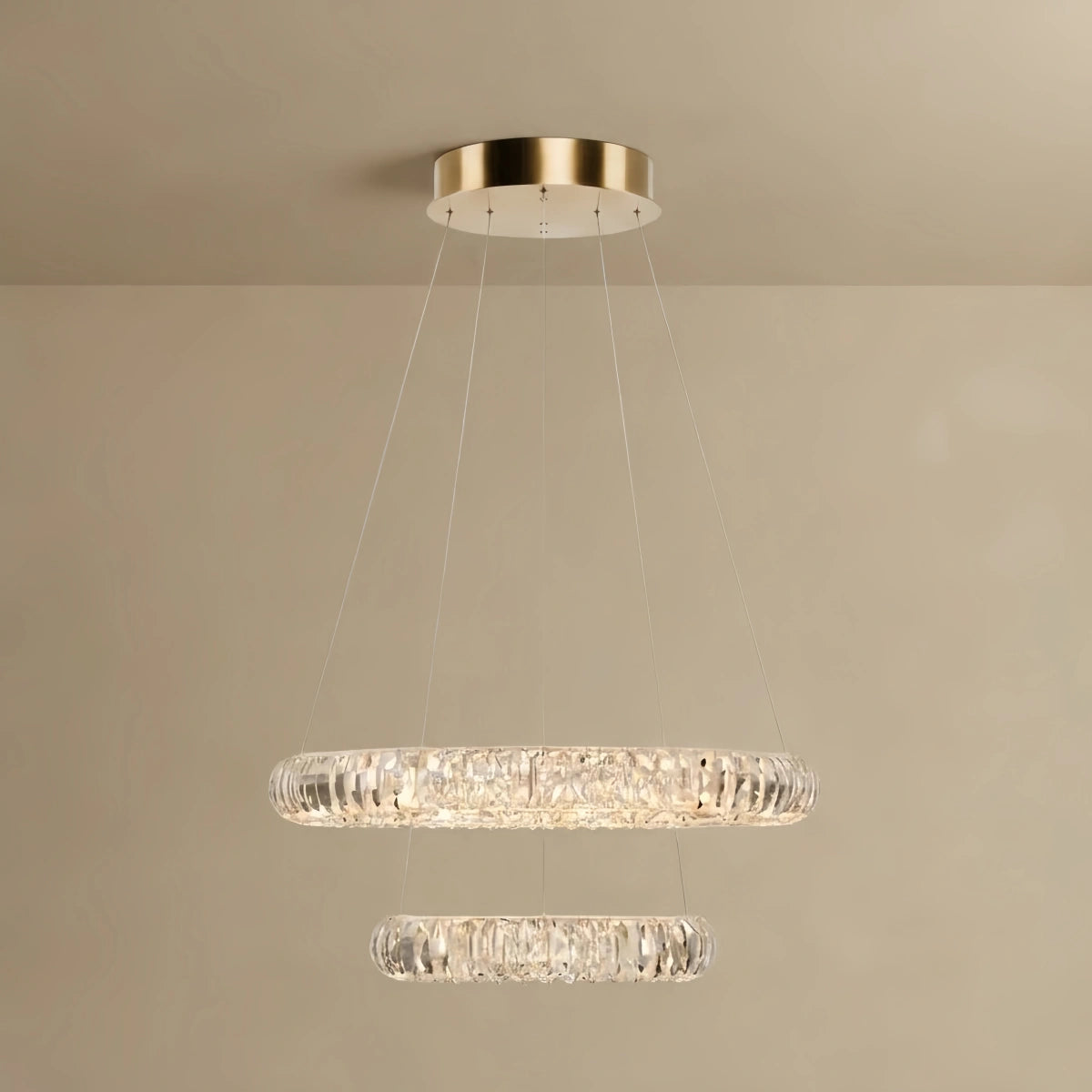 Tiered Crystal Chandelier – K9 Crystals Gold Finish Celestial Glow